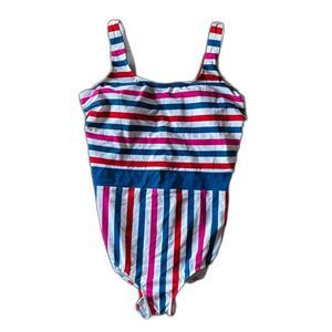 Lands’ End Women's One-Piece Striped Swim Suit Size 16